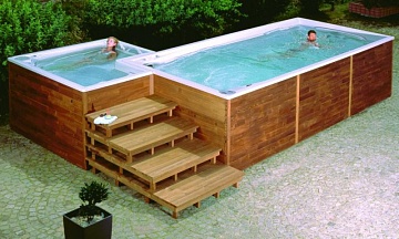 Плавательный СПА бассейн Swim Spa Combi стандарт, размер 225х225х95 см