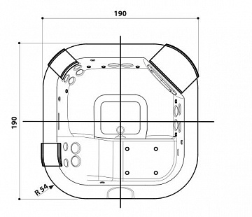 СПА бассейн Jacuzzi Italian Design Delfi Pro 190x190x80 см чаша Ocean Blue обшивка Тик (с нагревателем 3 кВт)